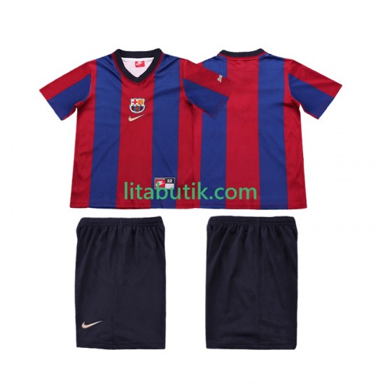 FC Barcelona Retro Barn Hemma Fotbollströja 1998 1999 Kortärmad