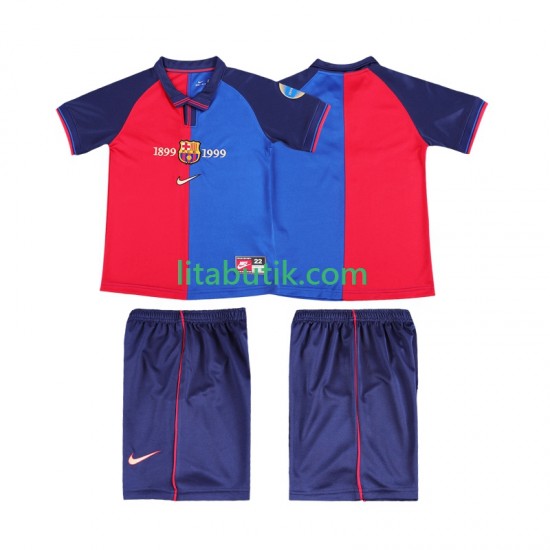FC Barcelona 2000 Retro Barn Hemma Fotbollströja 1999 Kortärmad
