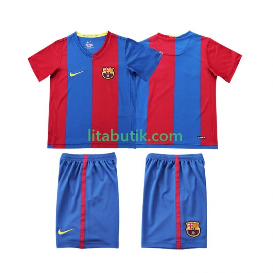 FC Barcelona 2007 Retro Barn Hemma Fotbollströja 2006 Kortärmad