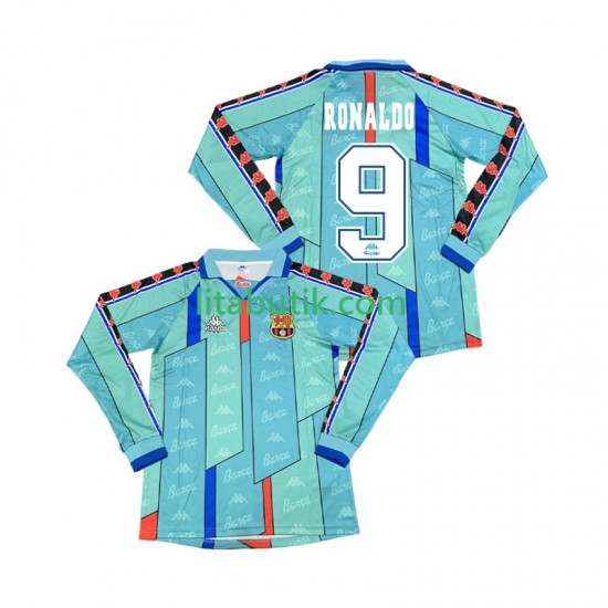 FC Barcelona Ronaldo 9 1996 1997 Retro Män Borta Fotbollströja Långärmad