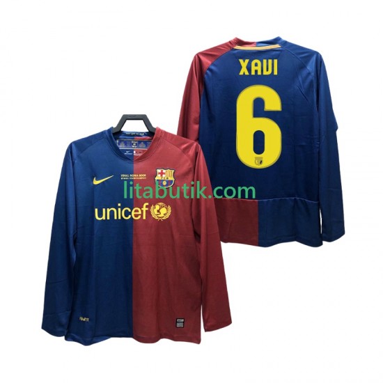 FC Barcelona XAVI 6 Champions League 2009 Retro Män Hemma Fotbollströja 2008 Långärmad