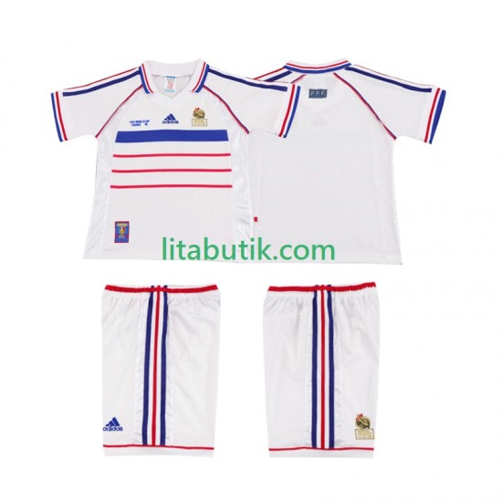 Frankrike Retro Barn Borta Fotbollströja 1998 Kortärmad