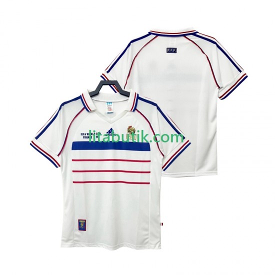 Frankrike Retro Män Borta Fotbollströja 1998 Kortärmad