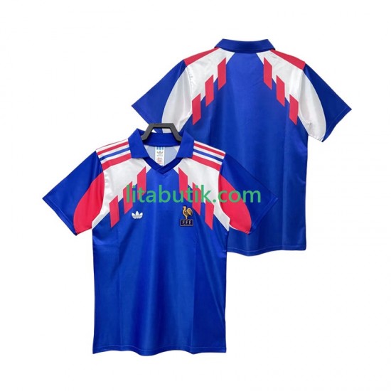 Frankrike 1990 Retro Män Hemma Fotbollströja Kortärmad