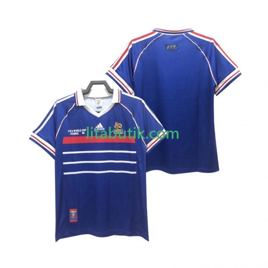 Frankrike Retro Män Hemma Fotbollströja 1998 Kortärmad