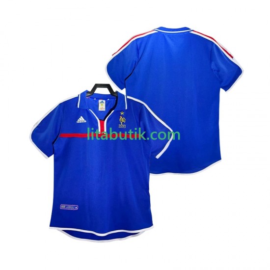 Frankrike 2000 Retro Män Hemma Fotbollströja Kortärmad