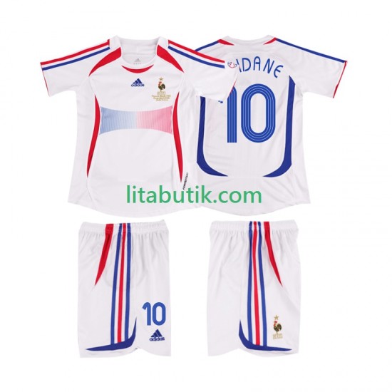 Frankrike ZIDANE 10 Retro Barn Borta Fotbollströja 2006 Kortärmad