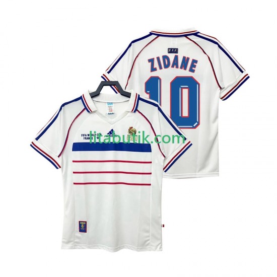 Frankrike ZIDANE 10 Retro Män Borta Fotbollströja 1998 Kortärmad