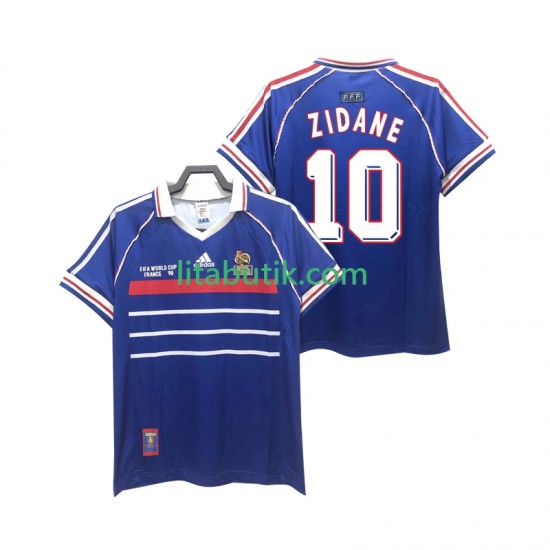 Frankrike ZIDANE 10 Retro Män Hemma Fotbollströja 1998 Kortärmad