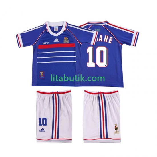 Frankrike ZINANE 10 Retro Barn Hemma Fotbollströja 1998 Kortärmad