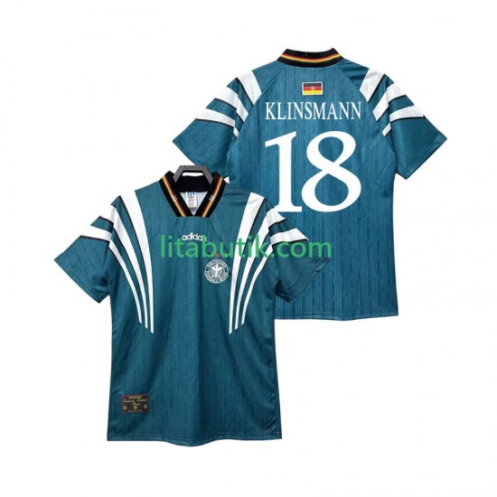 Tyskland KLINSMANN 18 1996 Retro Män Borta Fotbollströja Kortärmad