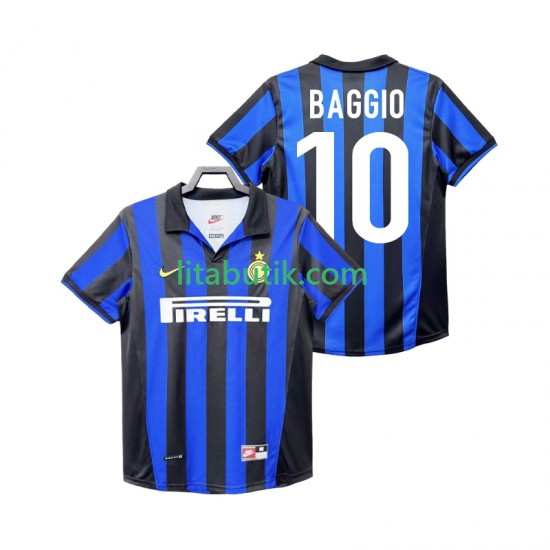 Inter Milan BAGGIO 10 Retro Män Hemma Fotbollströja 1998 1999 Kortärmad