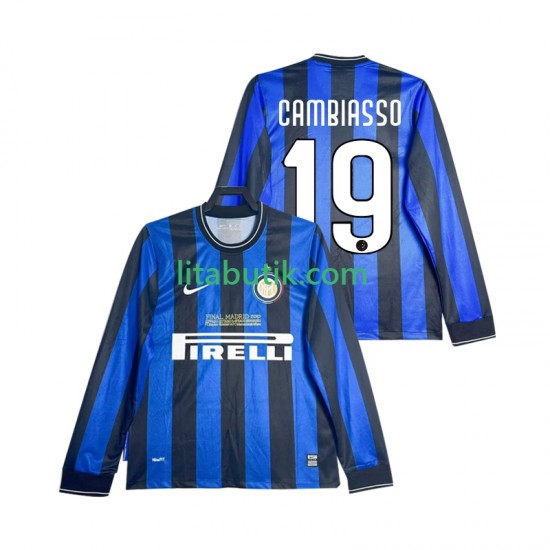 Inter Milan CAMBIASSO 19 2009 Retro Män Hemma Fotbollströja 2010 Långärmad
