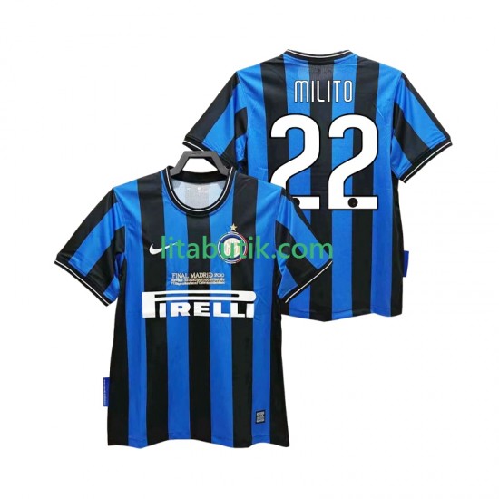 Inter Milan MILITO 22 2009 Retro Män Hemma Fotbollströja 2010 Kortärmad