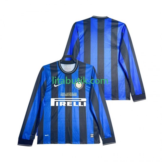 Inter Milan 2009 Retro Män Hemma Fotbollströja 2010 Långärmad