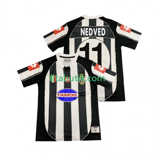 Juventus NEDVED 11 2003 Retro Män Hemma Fotbollströja 2002 Kortärmad