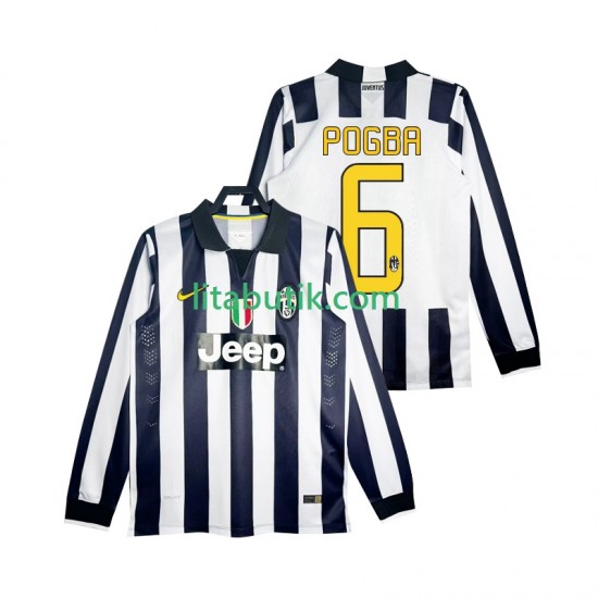 Juventus Pogba 6 2014 2015 Retro Män Hemma Fotbollströja Långärmad