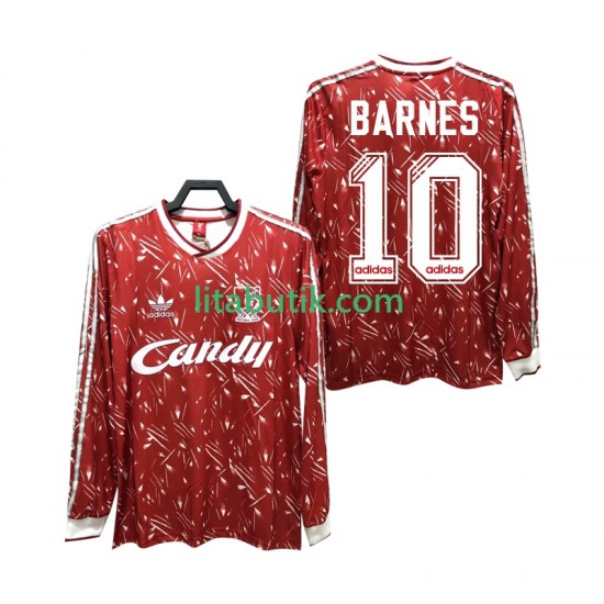 Liverpool BARNES 10 1989 1991 Retro Män Hemma Fotbollströja Långärmad