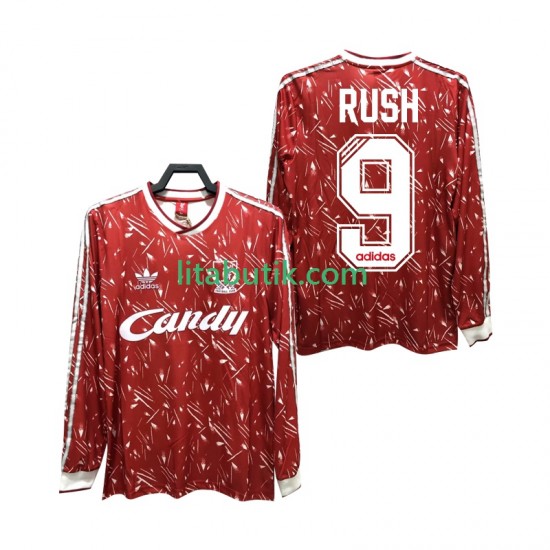 Liverpool Rush 9 1989 1991 Retro Män Hemma Fotbollströja Långärmad