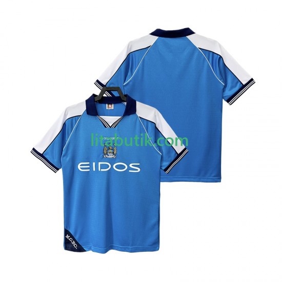 Manchester City 2001 Retro Män Hemma Fotbollströja 1999 Kortärmad