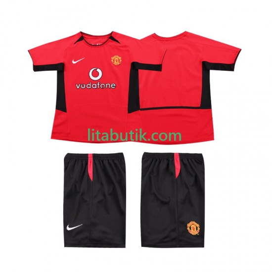 Manchester United Retro Barn Hemma Fotbollströja 2002 2004 Kortärmad