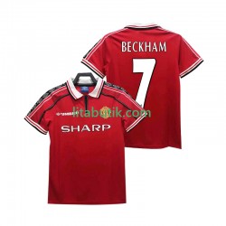 Manchester United BECKHAM 7 Retro Män Hemma Fotbollströja 1998 1999 Kortärmad