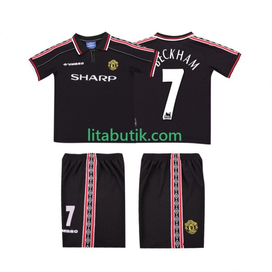 Manchester United Beckham 7 Retro Barn Borta Fotbollströja 1998 1999 Kortärmad