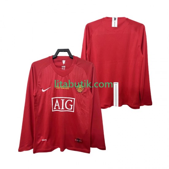 Manchester United Champions League 2007 Retro Män Hemma Fotbollströja 2008 Långärmad