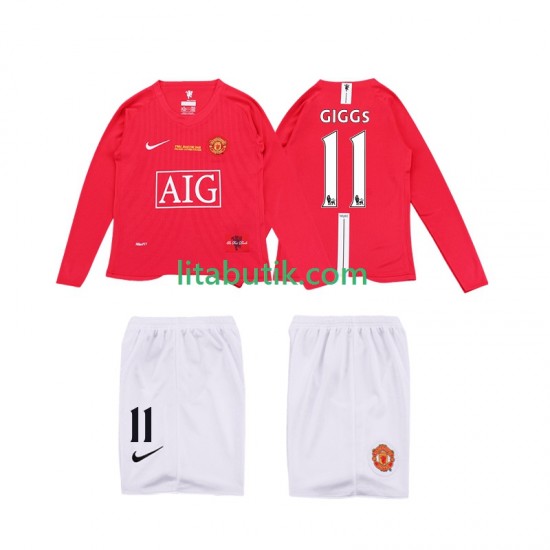 Manchester United GIGGS 11 Premier League 2009 Retro Barn Hemma Fotbollströja 2008 Långärmad