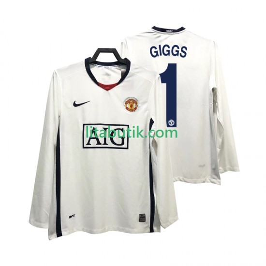 Manchester United GIGGS 11 Premier League 2009 Retro Män Borta Fotbollströja 2008 Långärmad