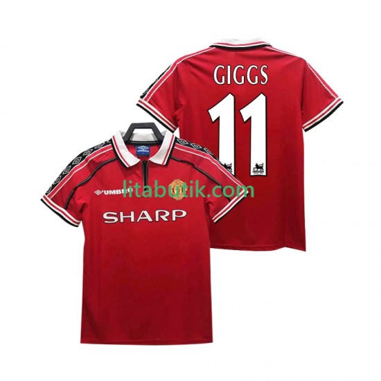Manchester United GIGGS 11 Retro Män Hemma Fotbollströja 1998 1999 Kortärmad