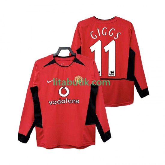 Manchester United GIGGS 11 Retro Män Hemma Fotbollströja 2002 2004 Långärmad