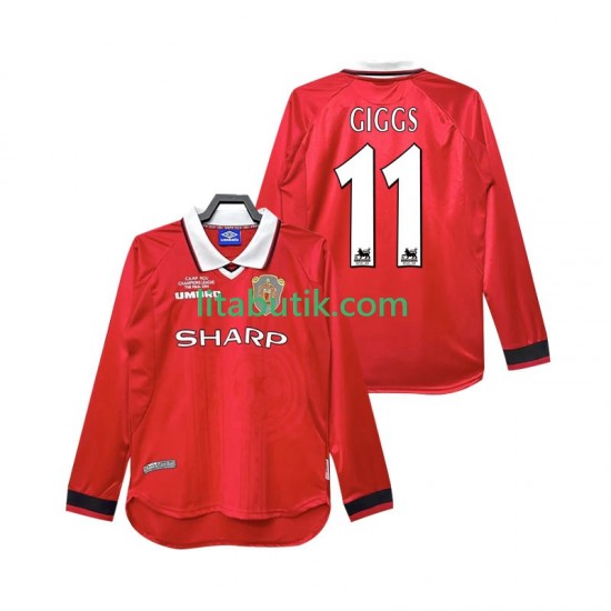 Manchester United Giggs 11 2000 Retro Män Hemma Fotbollströja 1999 Långärmad