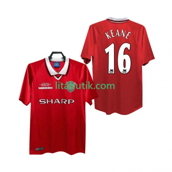 Manchester United Keane 16 2000 Retro Män Hemma Fotbollströja 1999 Kortärmad