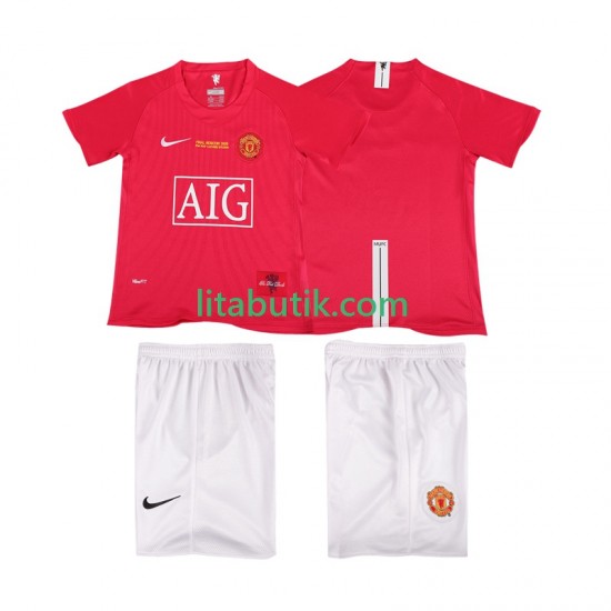 Manchester United Champions League 2007 Retro Barn Hemma Fotbollströja 2008 Kortärmad