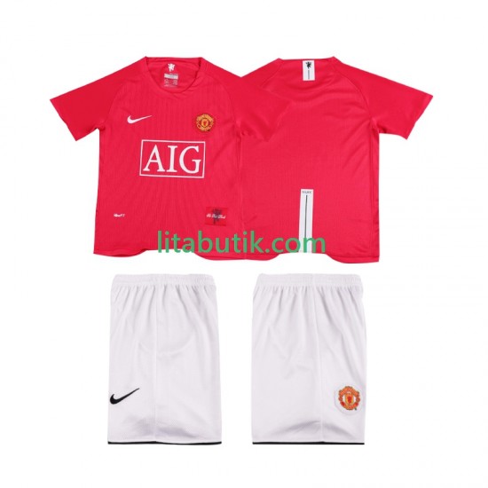 Manchester United Premier League 2007 Retro Barn Hemma Fotbollströja 2008 Kortärmad