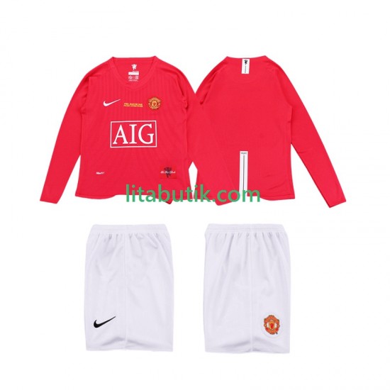 Manchester United Premier League 2009 Retro Barn Hemma Fotbollströja 2008 Långärmad