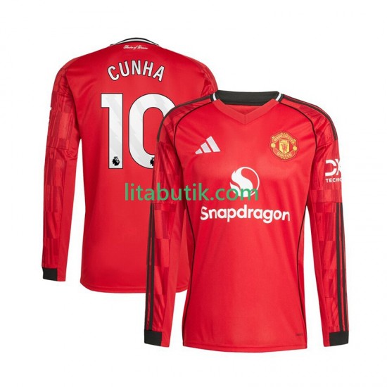 Manchester United Matheus Cunha 10 Män Hemma Fotbollströja 2025-2026 Långärmad