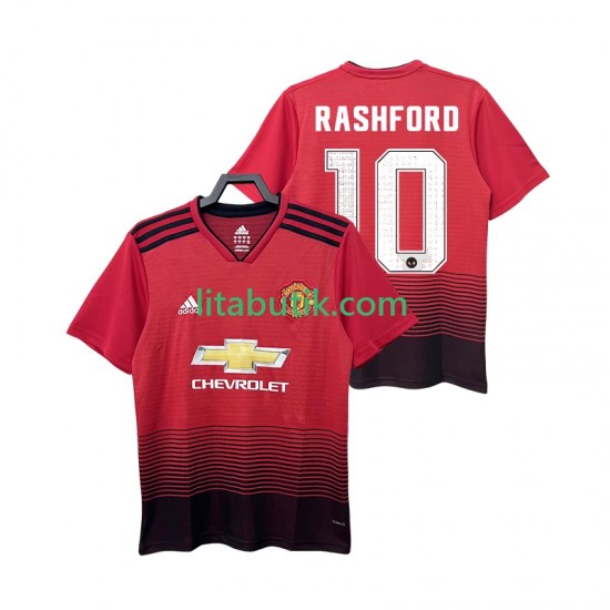 Manchester United RASHFORD 10 2018 2019 Retro Män Hemma Fotbollströja Kortärmad