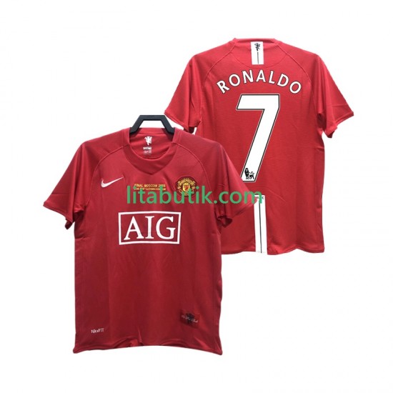 Manchester United RONALDO 7 2007 Retro Män Hemma Fotbollströja 2008 Kortärmad