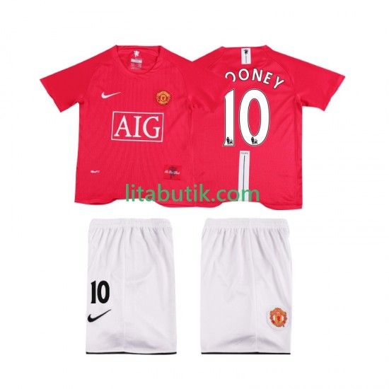 Manchester United ROONEY 10 Premier League 2007 Retro Barn Hemma Fotbollströja 2008 Kortärmad