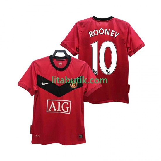 Manchester United ROONEY 10 2009 Retro Män Hemma Fotbollströja 2010 Kortärmad