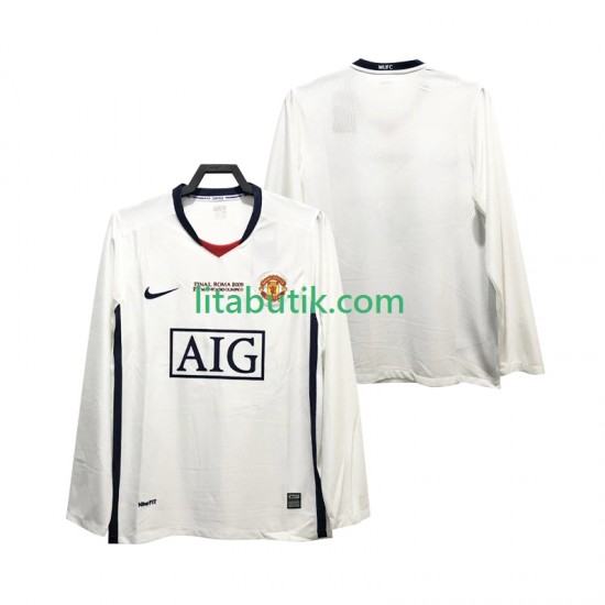 Manchester United Champions League 2009 Retro Män Borta Fotbollströja 2008 Långärmad