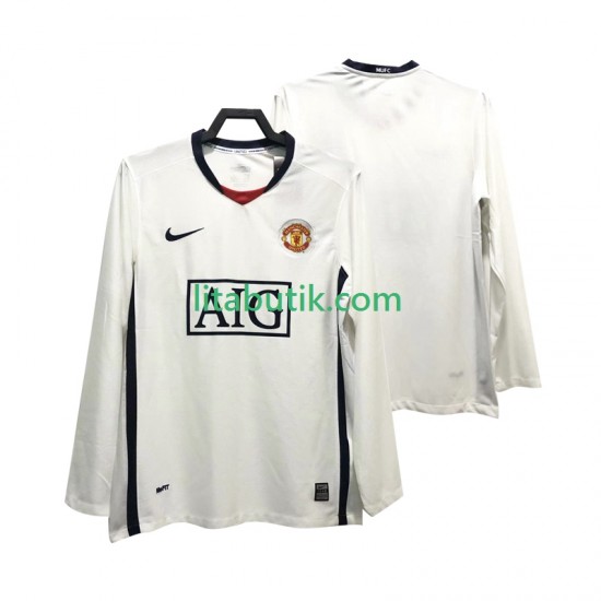 Manchester United Premier League 2009 Retro Män Borta Fotbollströja 2008 Långärmad