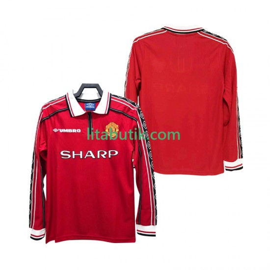 Manchester United Retro Män Hemma Fotbollströja 1998 1999 Långärmad