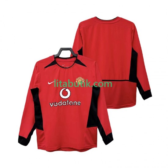 Manchester United Retro Män Hemma Fotbollströja 2002 2004 Långärmad