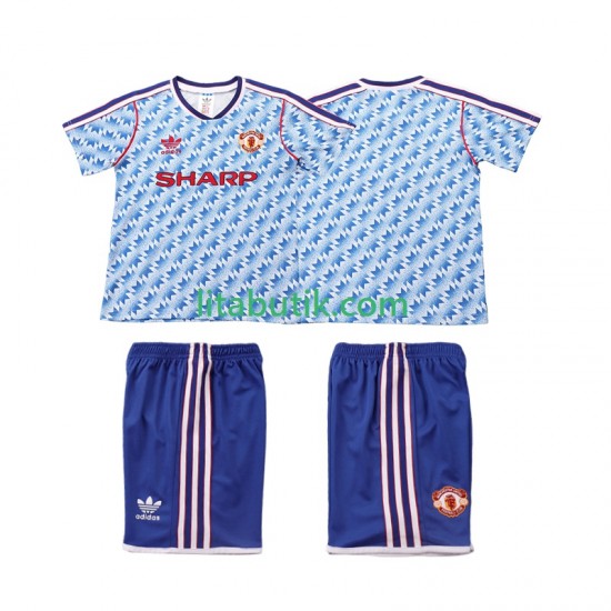 Manchester United 1990 1992 Retro Barn Borta Fotbollströja Kortärmad