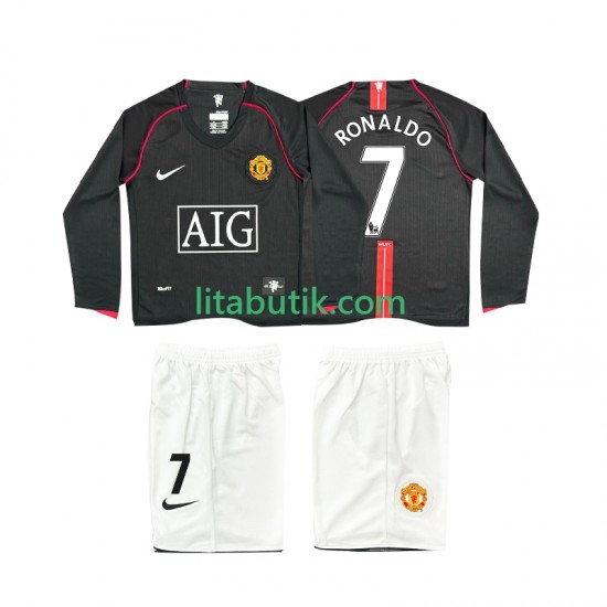 Manchester United Ronaldo 7 2007 Retro Barn Borta Fotbollströja 2008 Långärmad