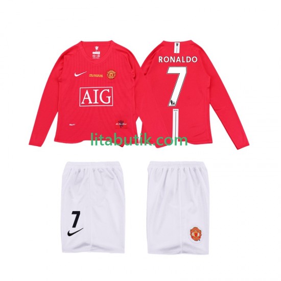 Manchester United Ronaldo 7 Premier League 2009 Retro Barn Hemma Fotbollströja 2008 Långärmad