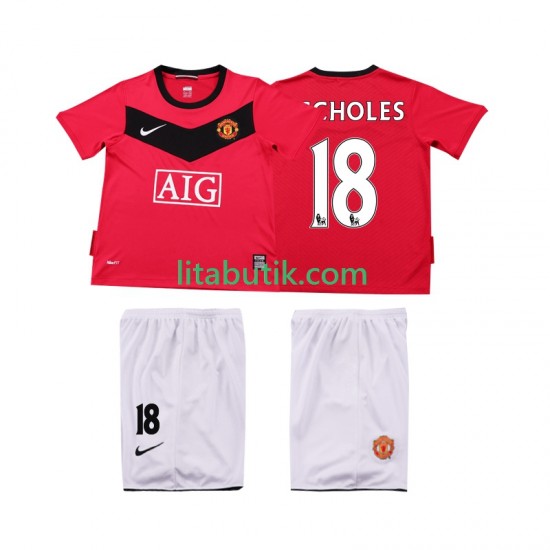 Manchester United SCHOLES 18 2009 Retro Barn Hemma Fotbollströja 2010 Kortärmad